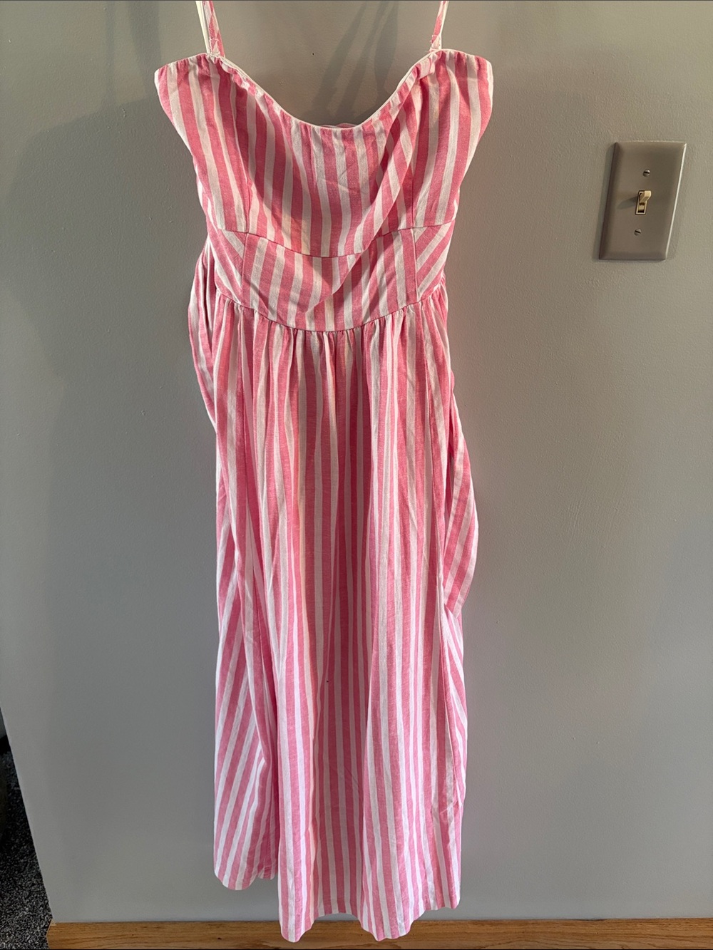 Women’s American Eagle Pink and White Striped Sundress